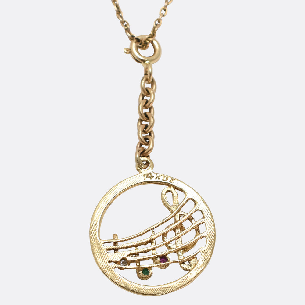 Vintage Gem-Set Musical Charm