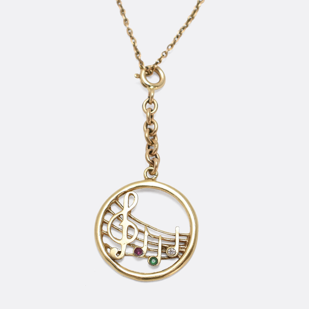 Vintage Gem-Set Musical Charm