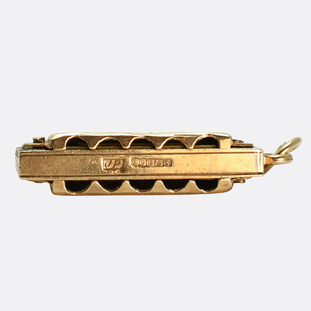 Vintage Gold Harmonica Charm