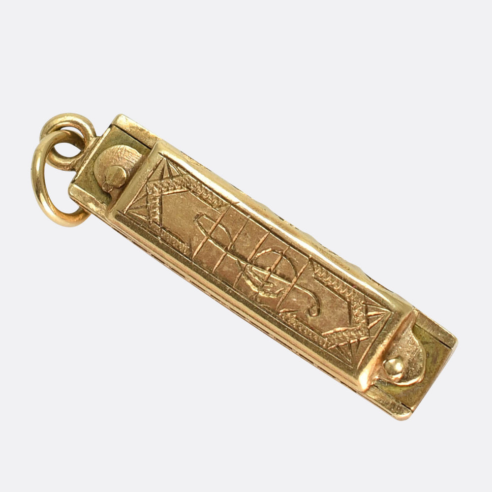 Vintage Gold Harmonica Charm