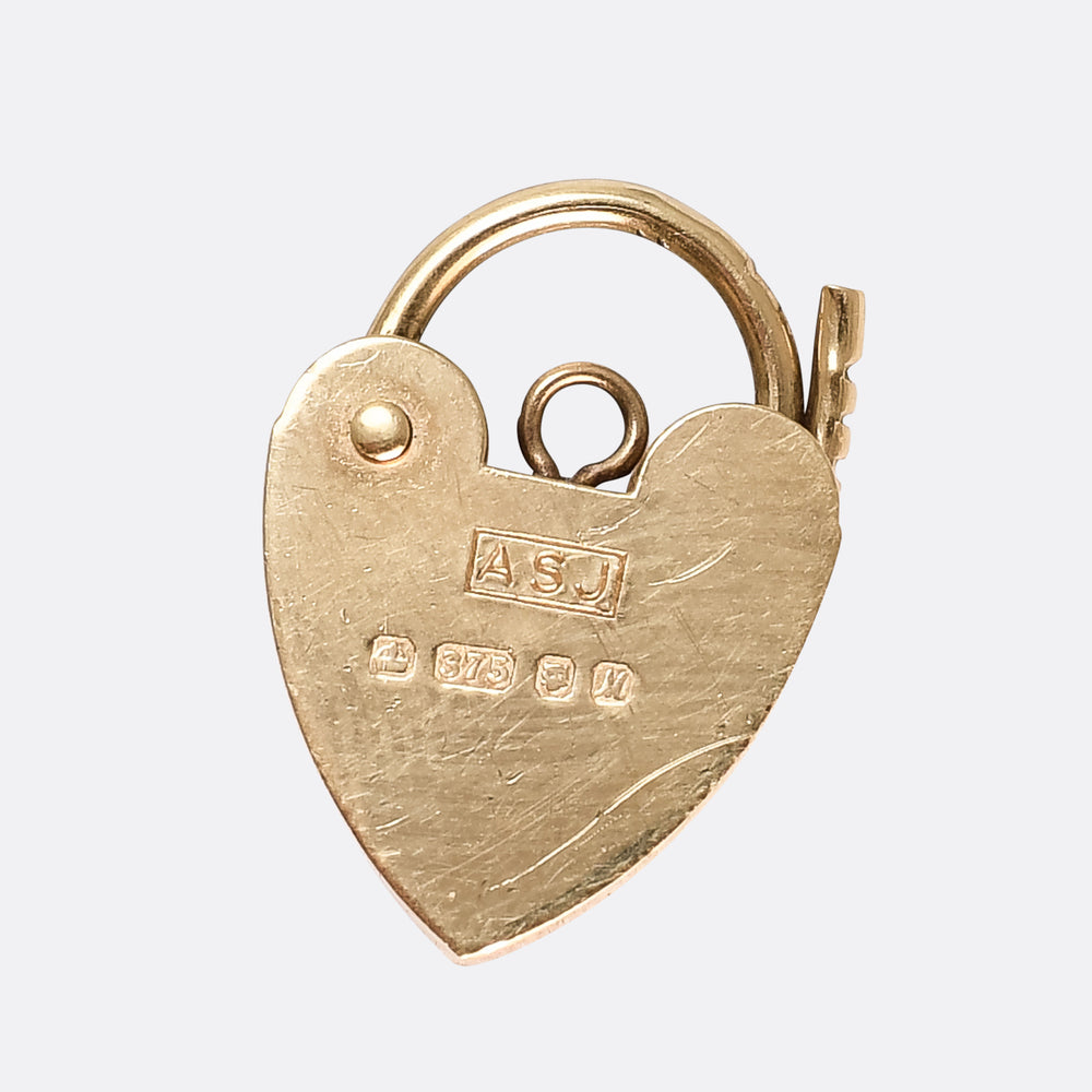 Vintage Gold Miniature Heart Padlock Charm