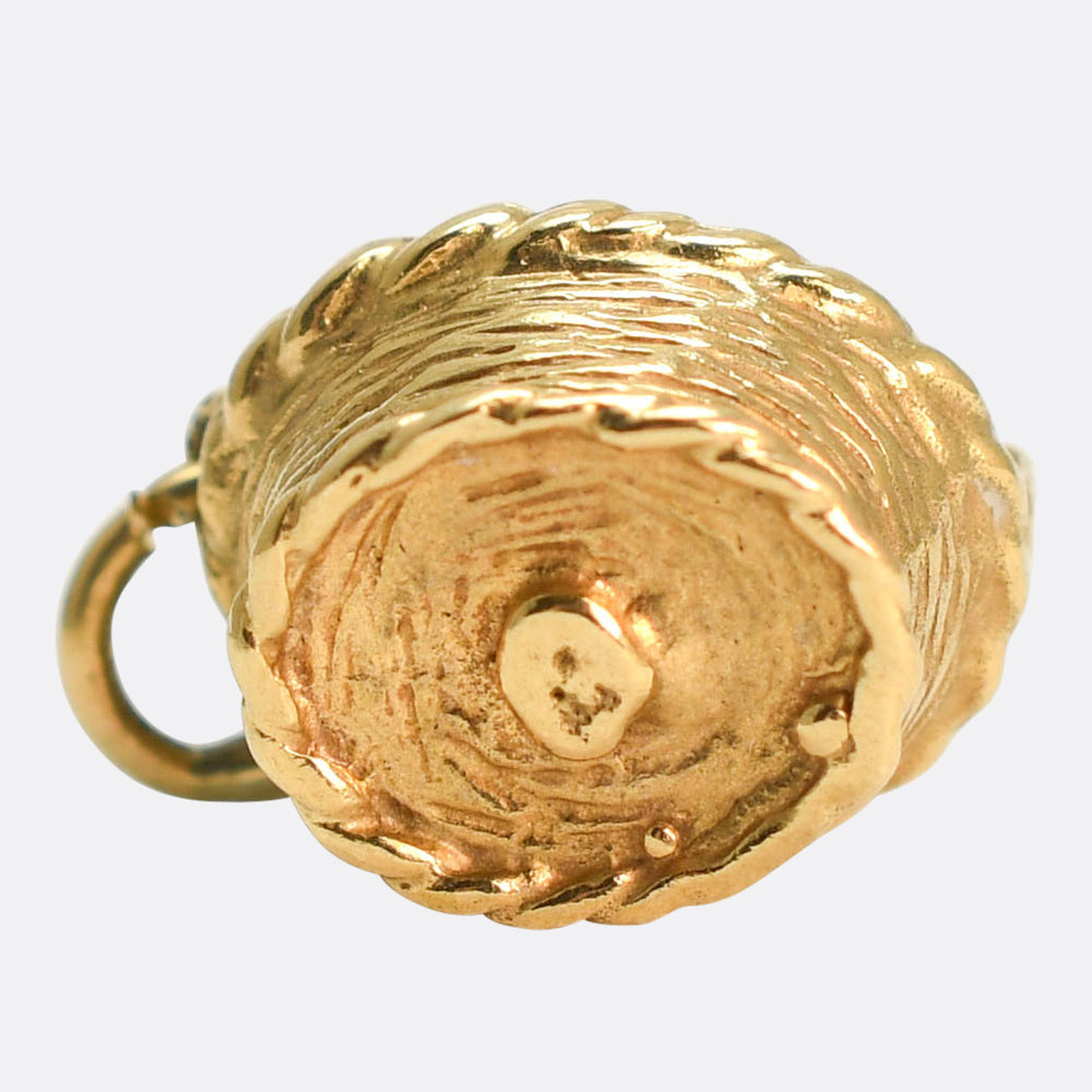 Vintage Gold Puppy Basket Charm