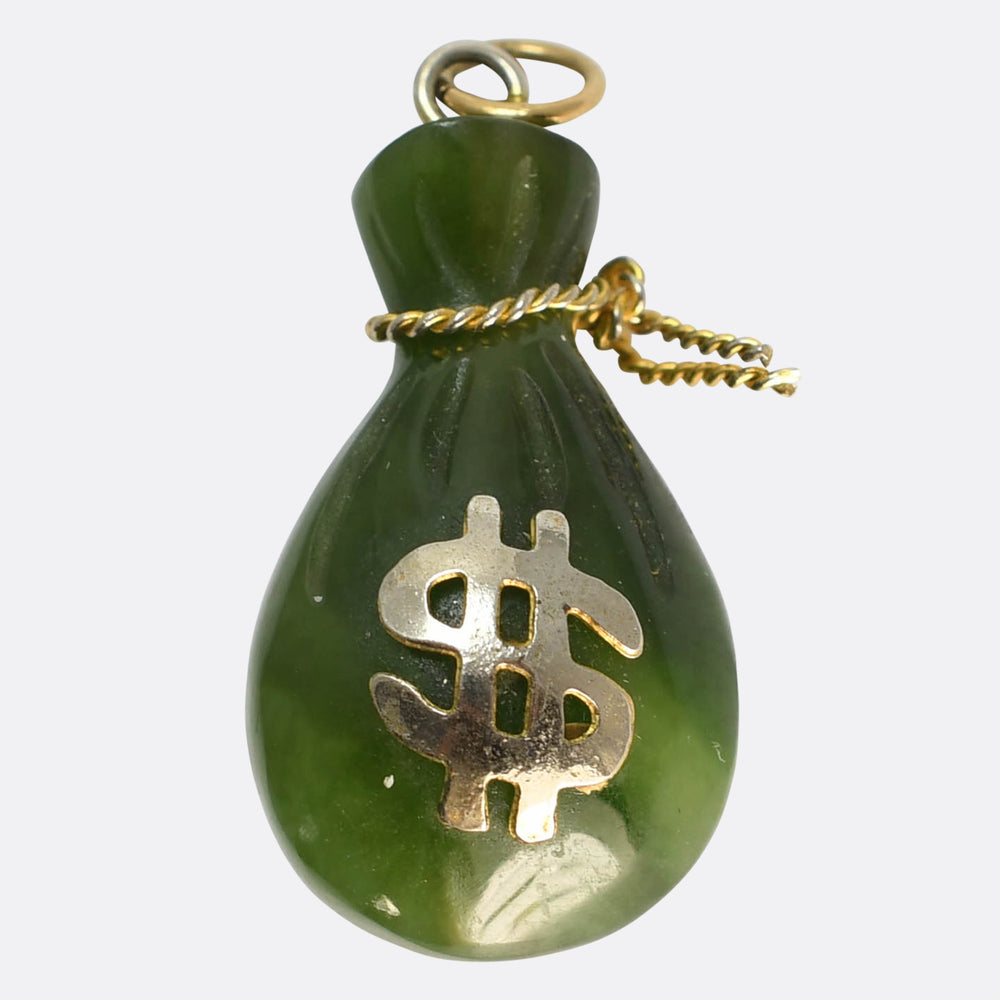 Vintage Nephrite Jade Money Bag Charm