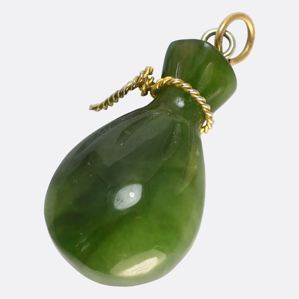 Vintage Nephrite Jade Money Bag Charm