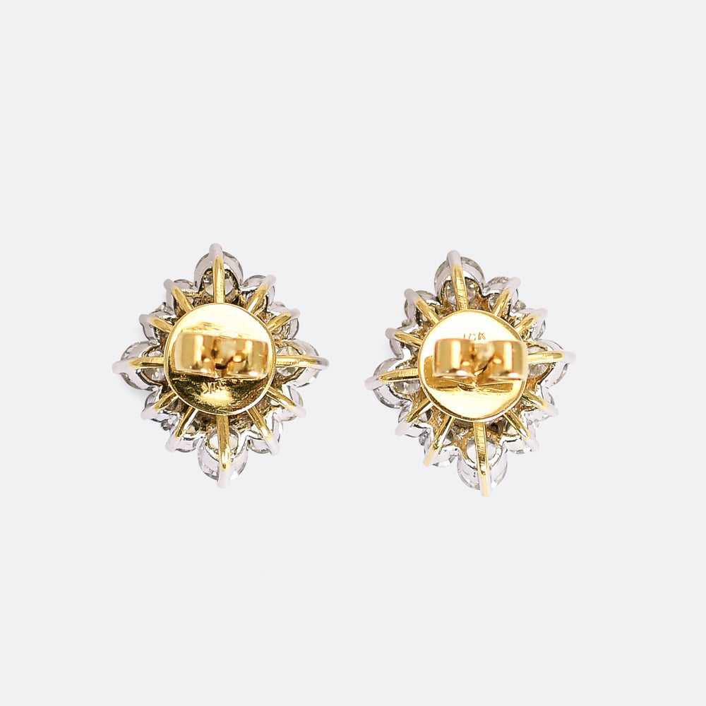 Vintage Sapphire & Diamond Cluster Earrings