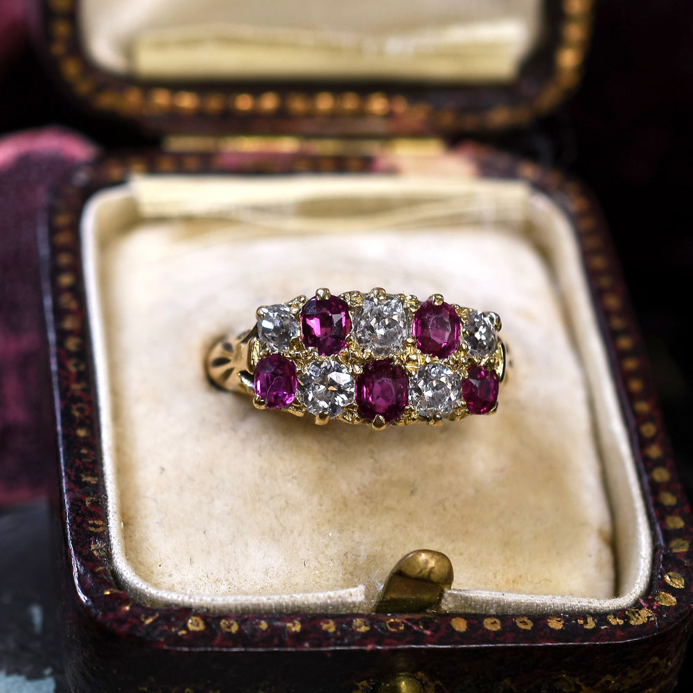 Victorian Ruby & Diamond Chequerboard Ring