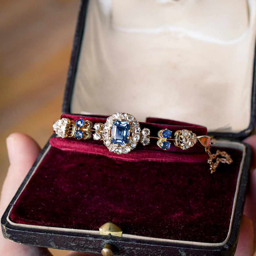 Victorian Blue Spinel & Diamond Bangle