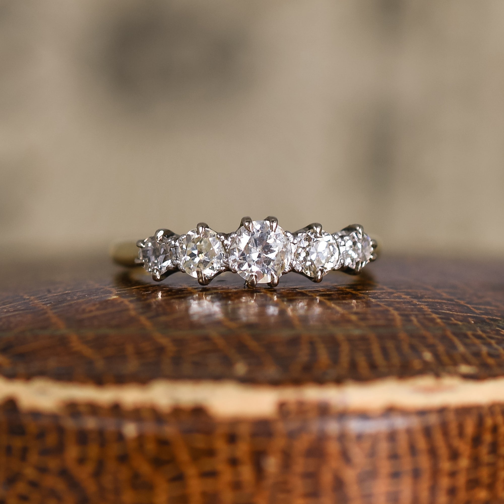Half Bezel Five Stone Engagement Ring - Edwin Novel Jewelry Design