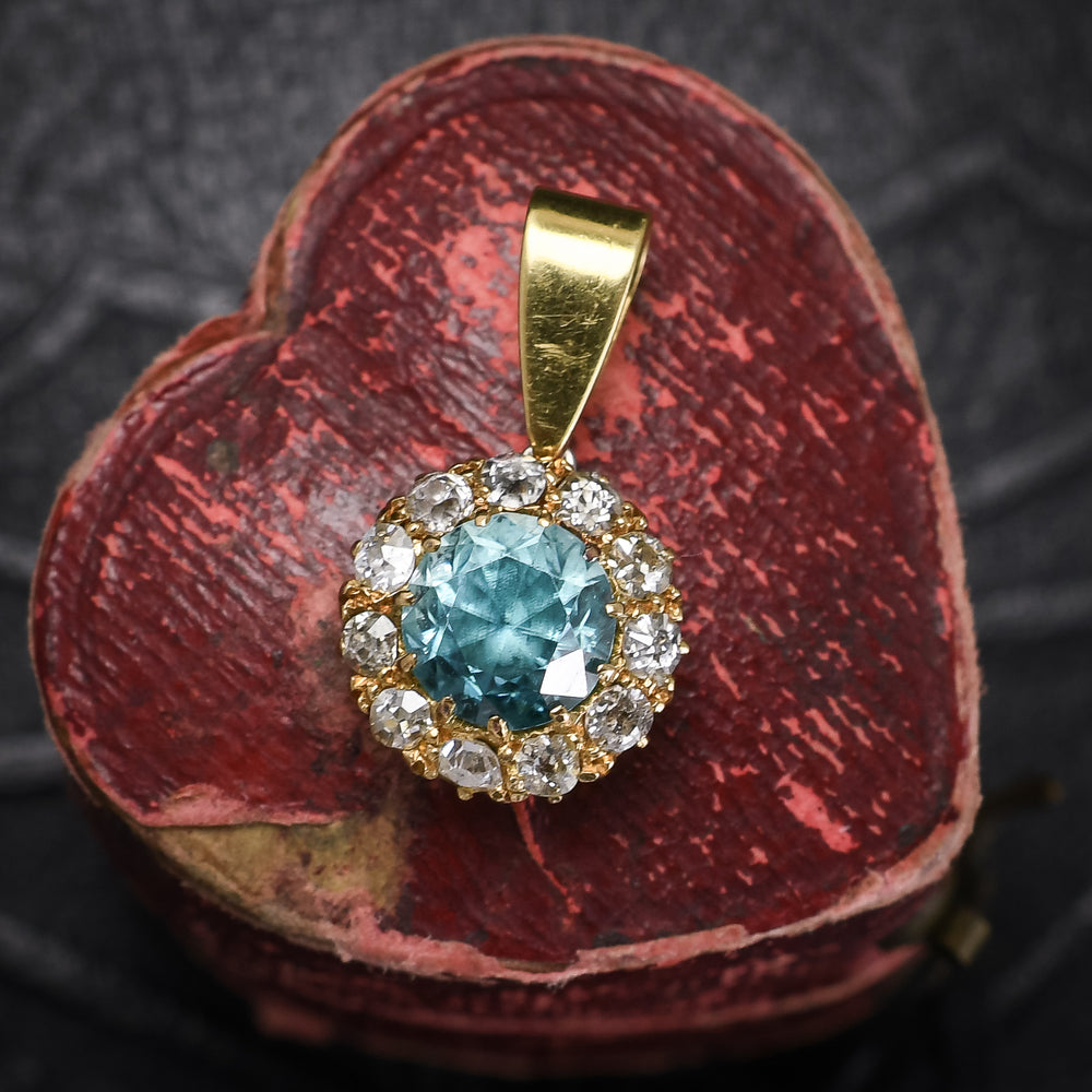 Edwardian Zircon & Diamond Cluster Pendant