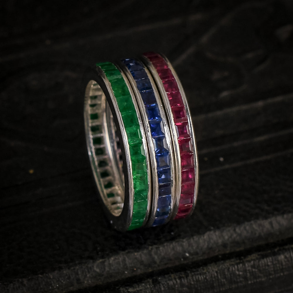 Collection of Three 1950s Gemset Eternity Rings