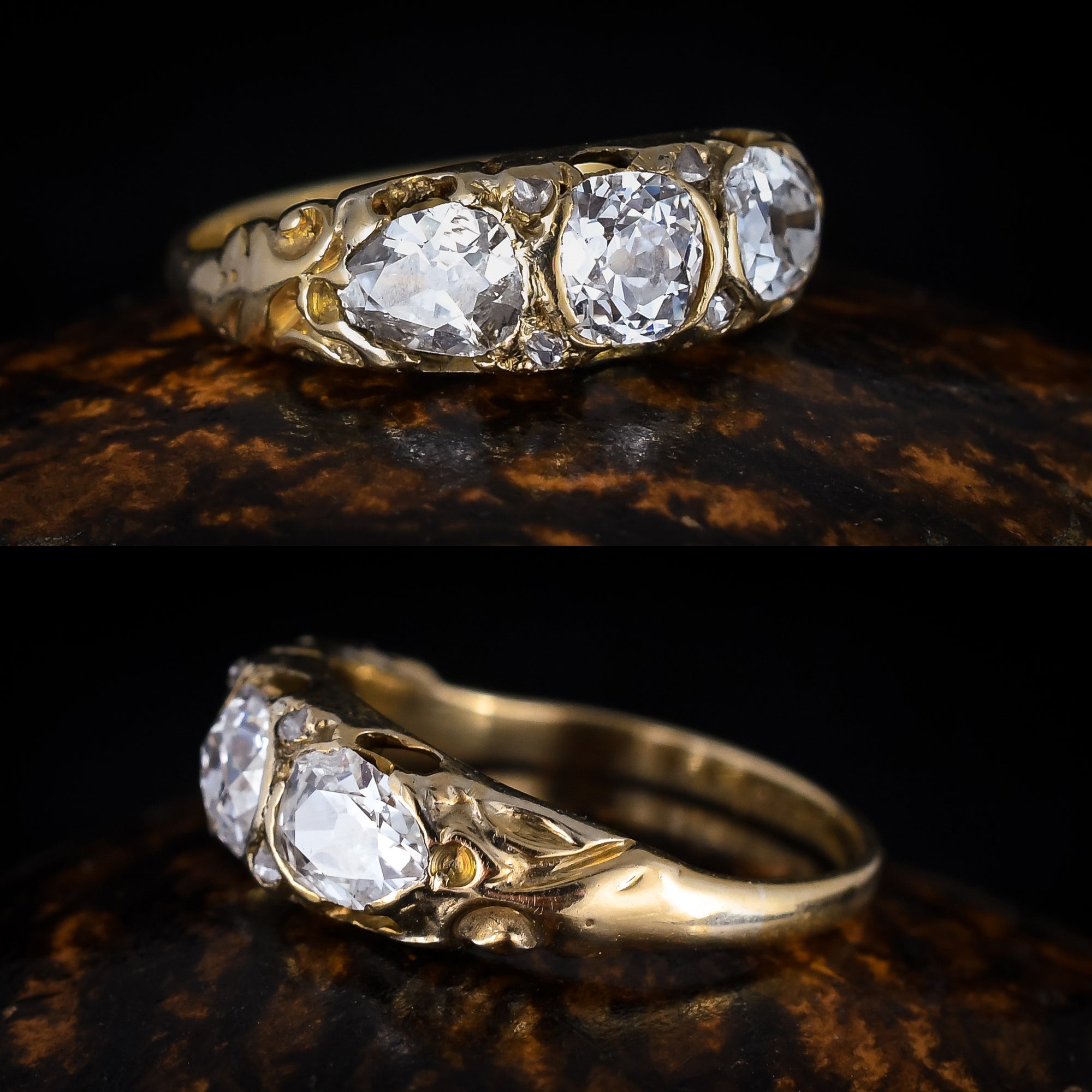 Victorian Old Cut Diamond Three-Stone Ring – Butter Lane Antiques