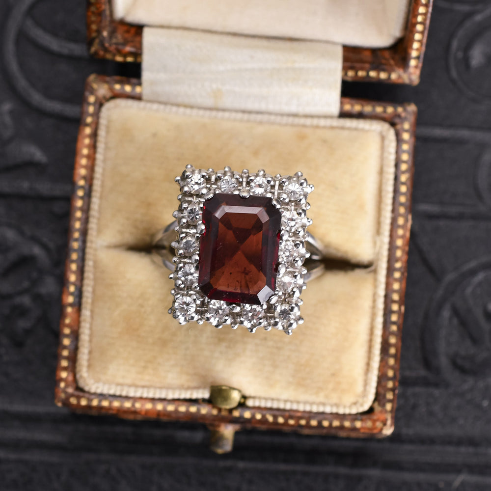 Vintage 6 Carat Garnet Picture Frame Ring