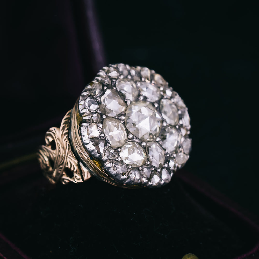 Georgian Rose Cut Diamond Cobblestone Ring