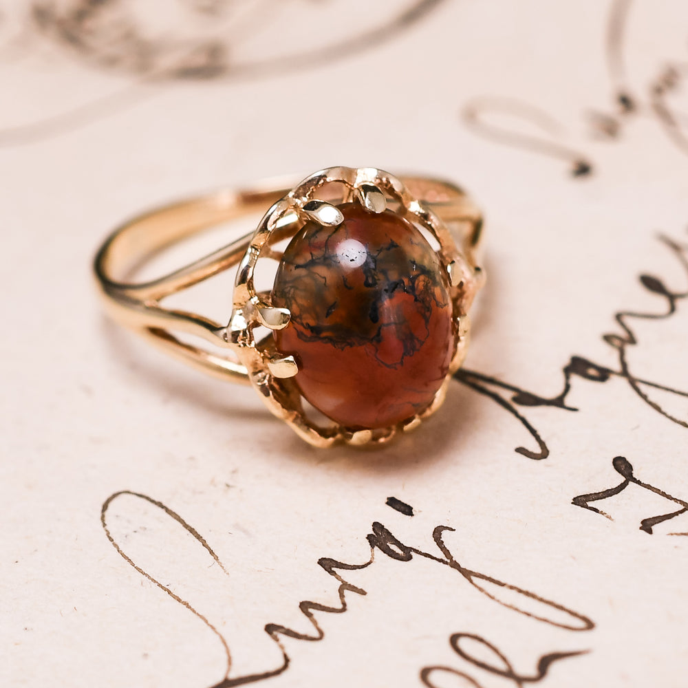 Vintage Red Moss Agate Ring