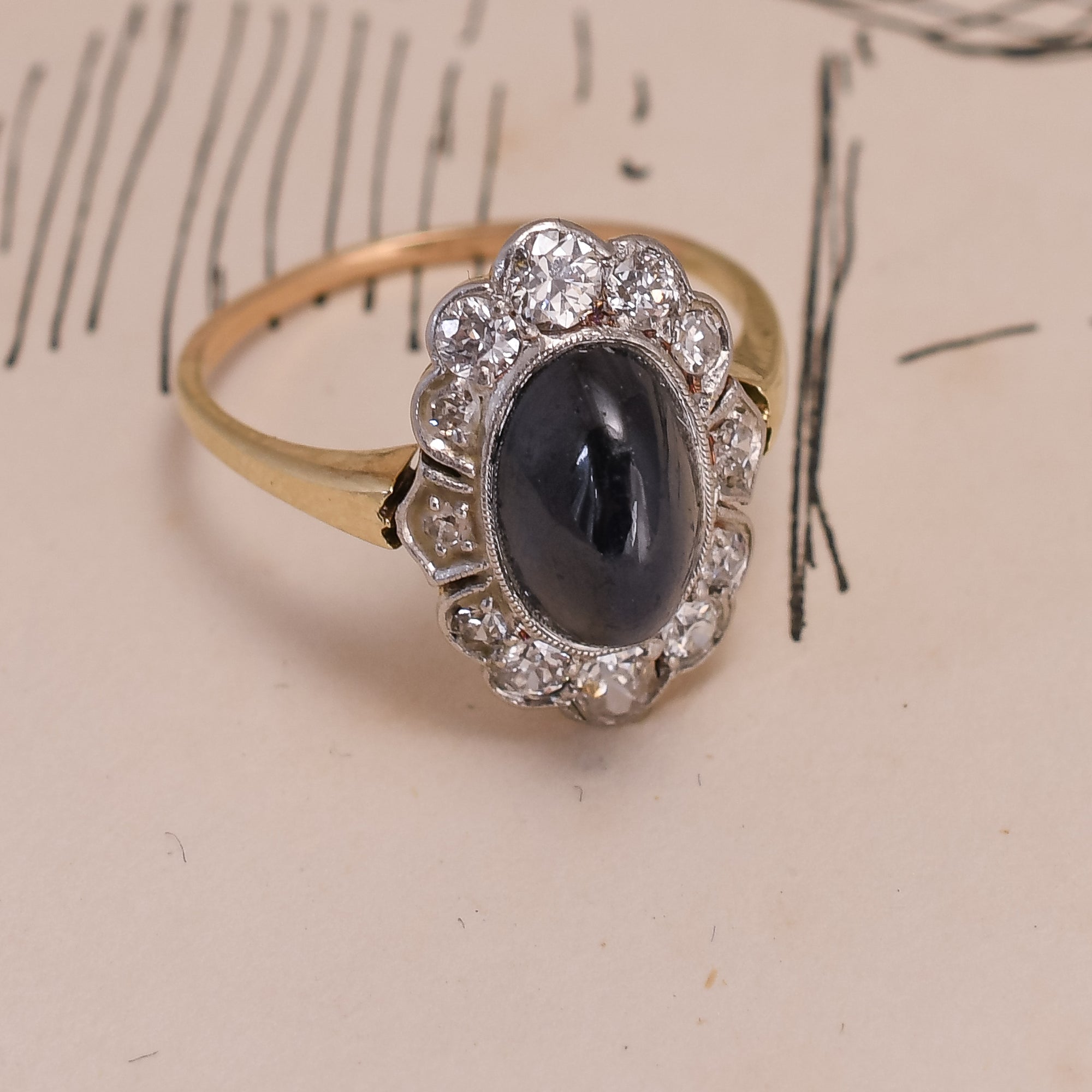 White Gold Opal Sapphire Daisy Ring 1981 Wyatt & Green - Vittori and Hive  Jewellers