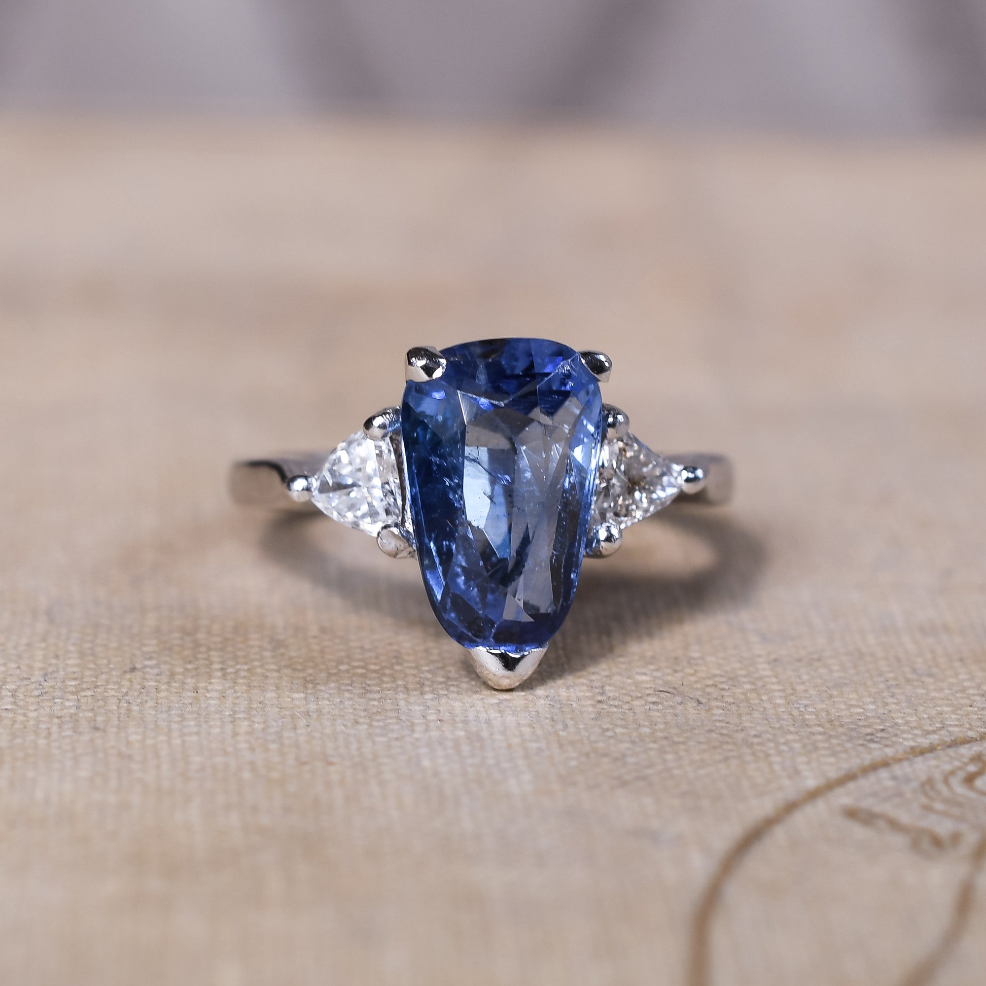 9.44ctw Vintage Diamond & Ceylon Sapphire Trilogy Ring – Jewels by Grace