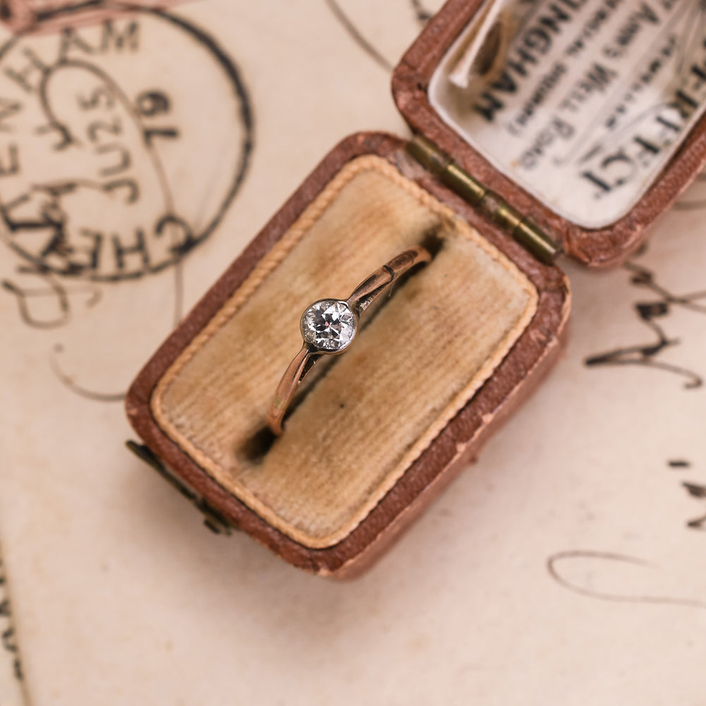 Tiny Victorian Diamond Solitaire Ring