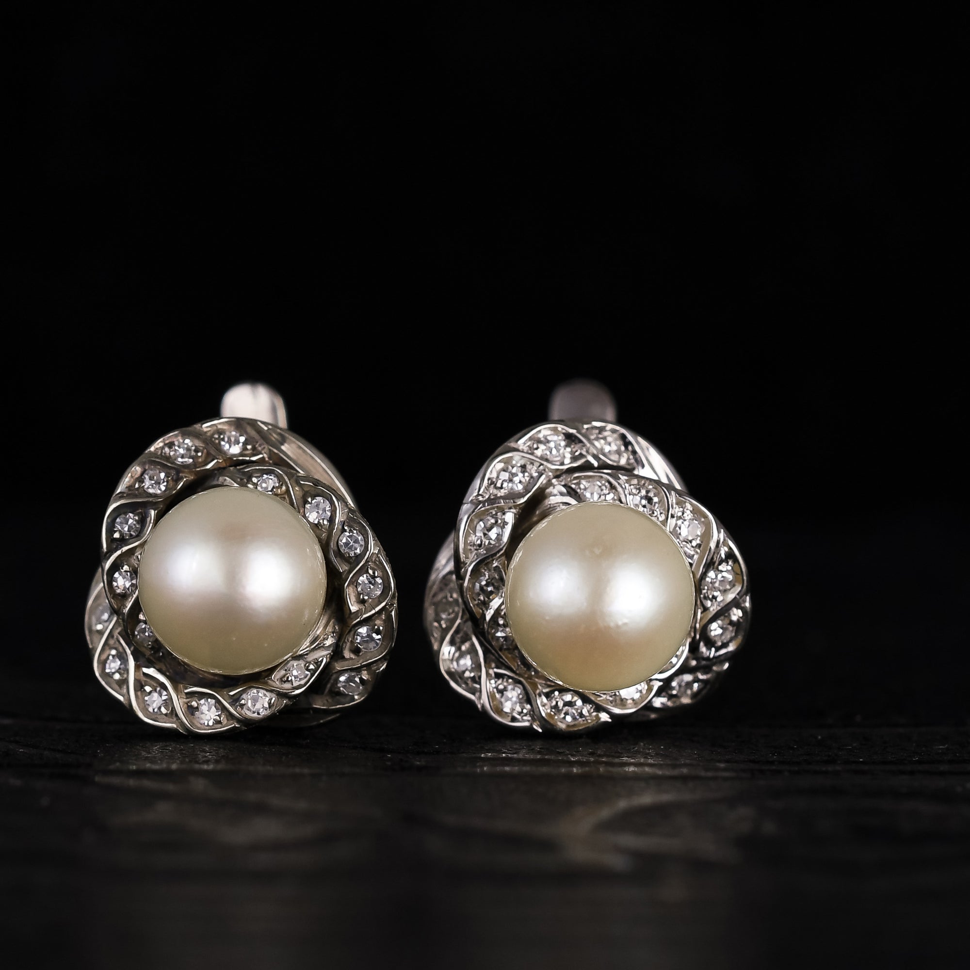 Art Deco Pearl & Diamond Screwback Earrings – Butter Lane Antiques