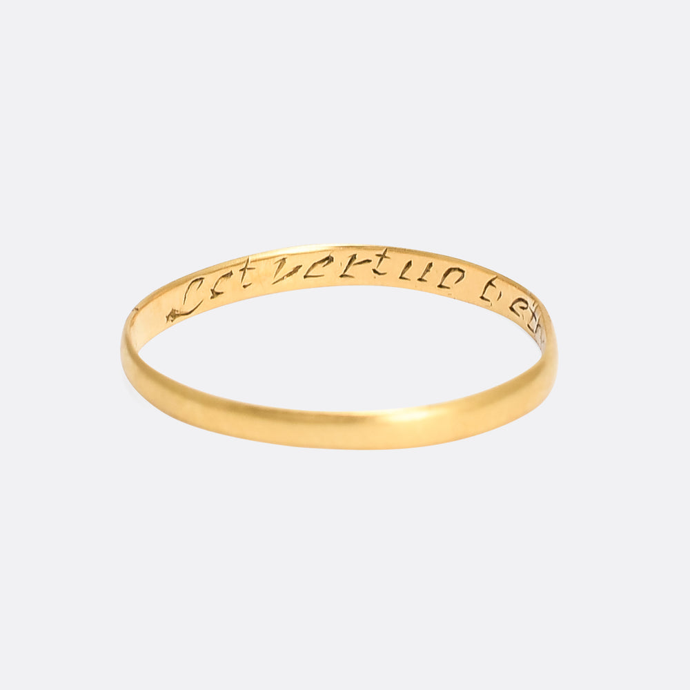 18th Century Gold Posy Ring Let Virtue Be Thy Guide