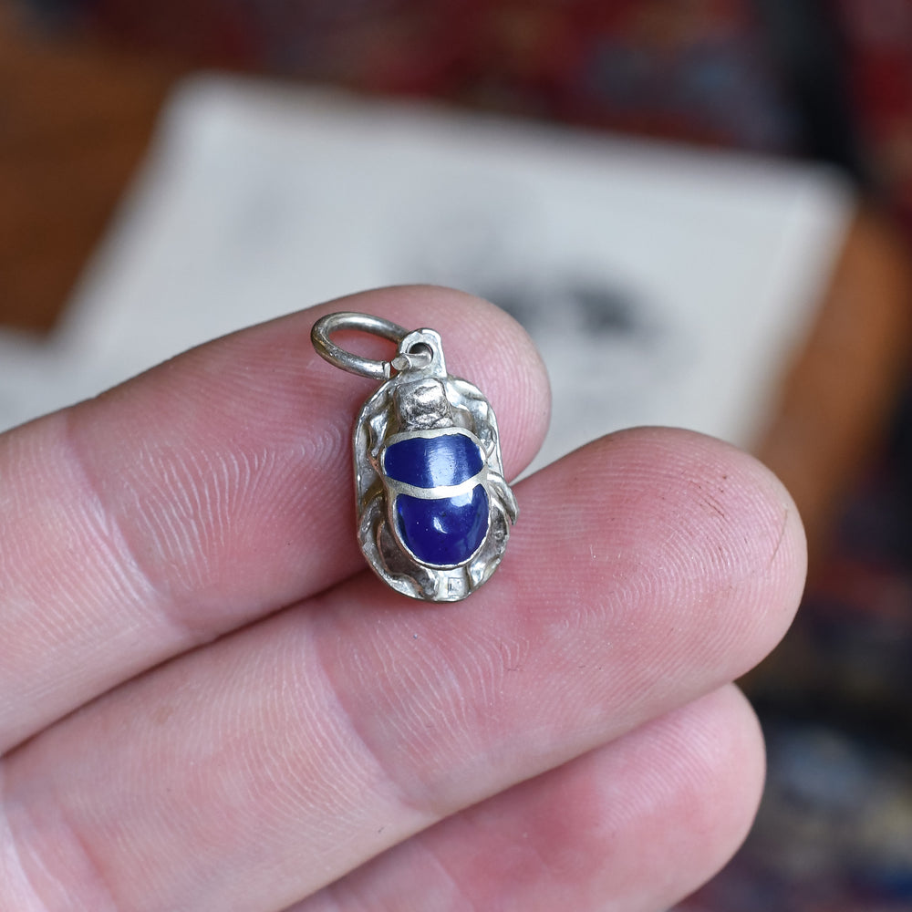 1920s Egyptian Revival Enamel Scarab Charm