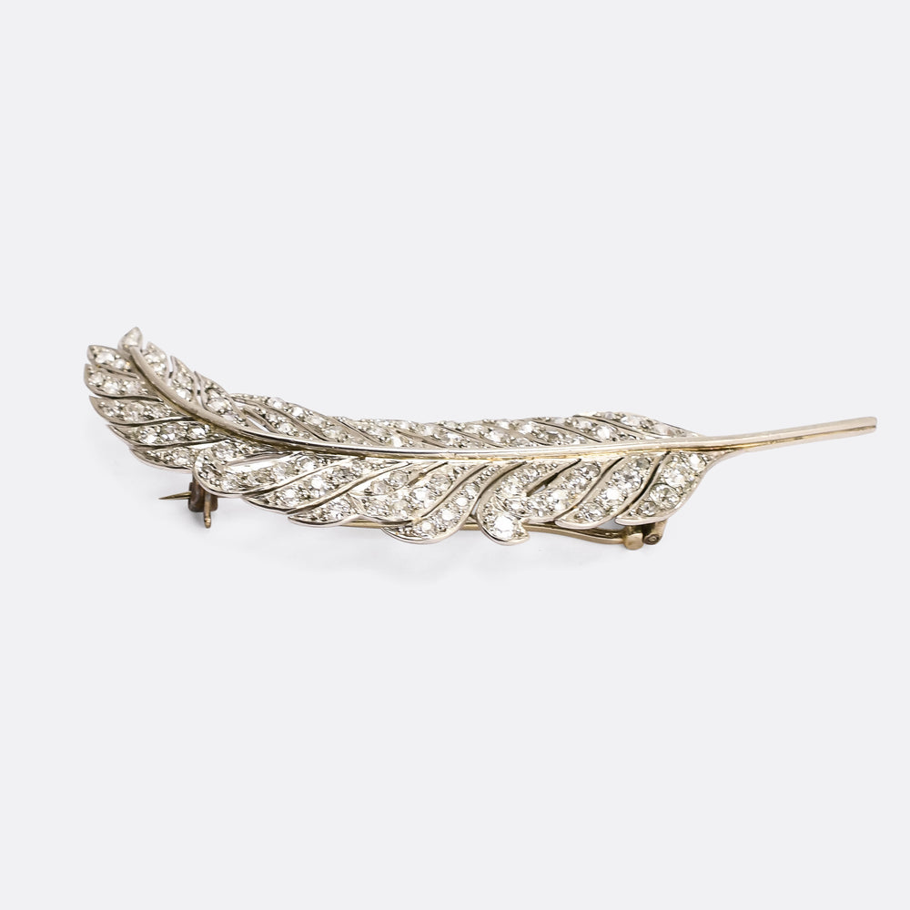 1930s Art Deco Diamond Feather Brooch