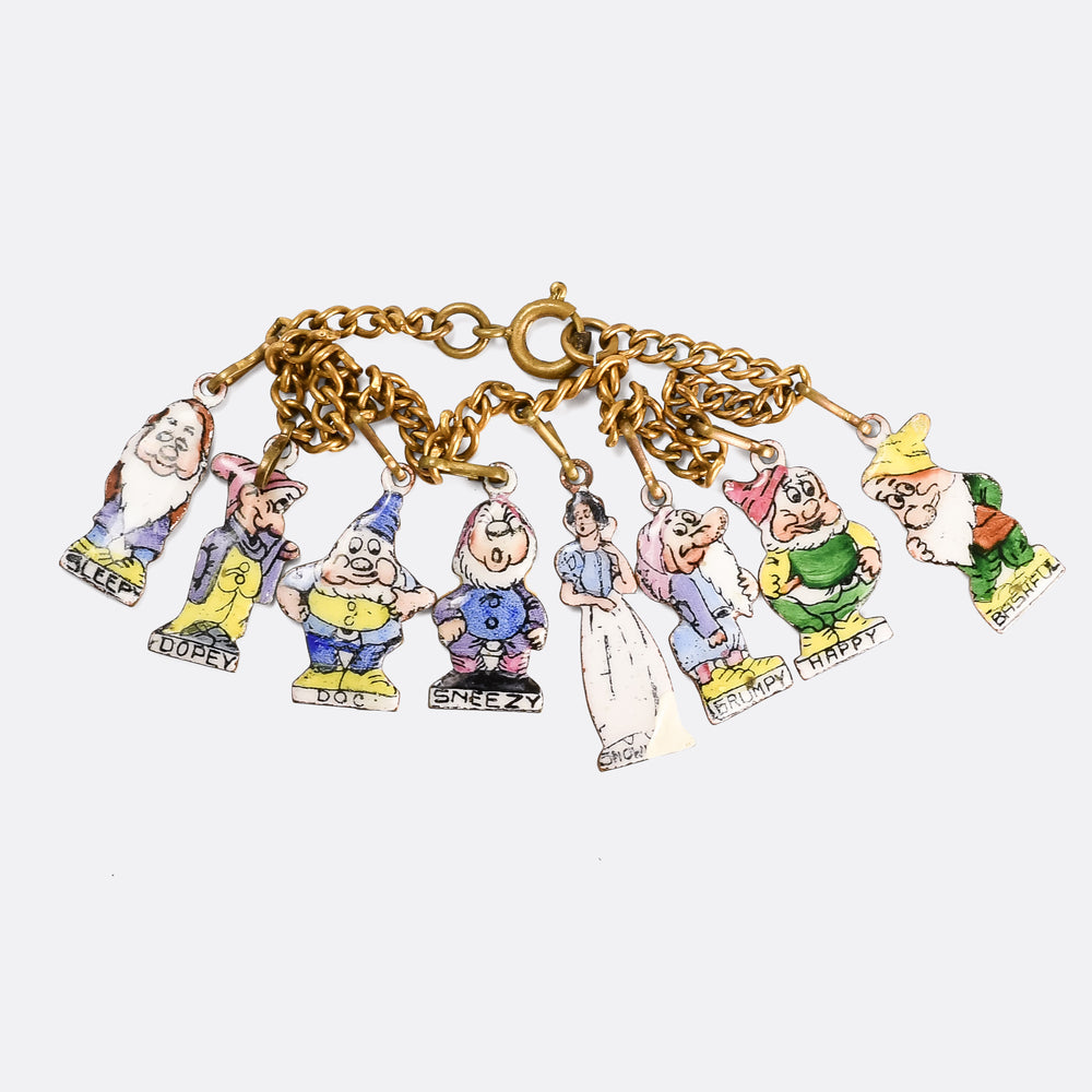 1930s Enamel Snow White & The Seven Dwarfs Bracelet