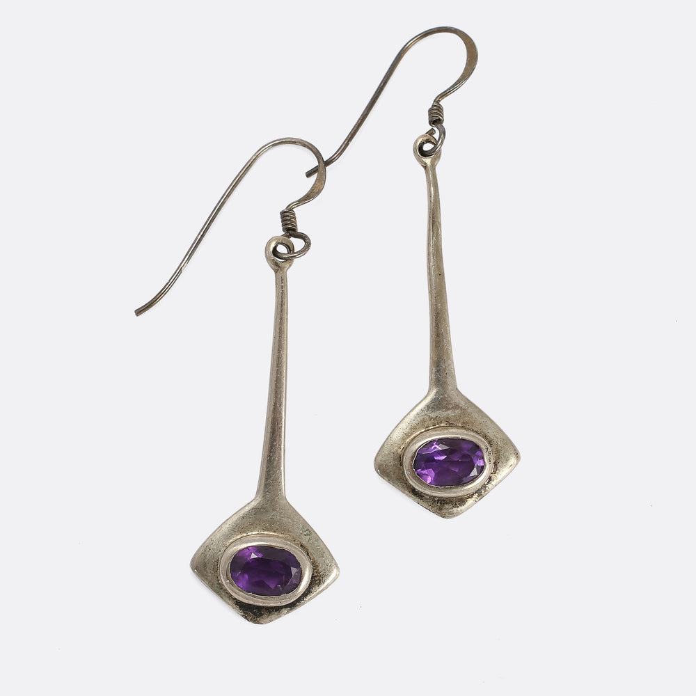 1960s Modernist Amethyst Earrings