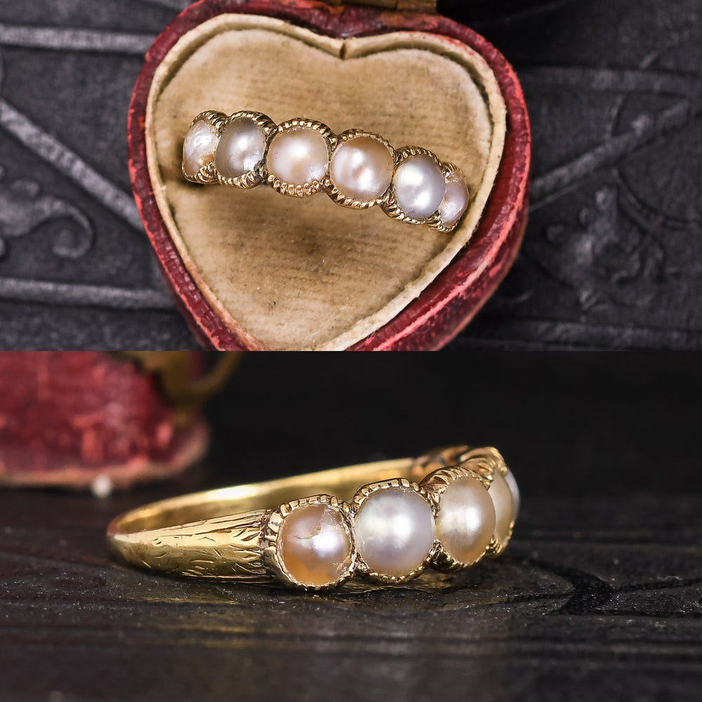 Georgian Natural Pearl Half-Hoop Band