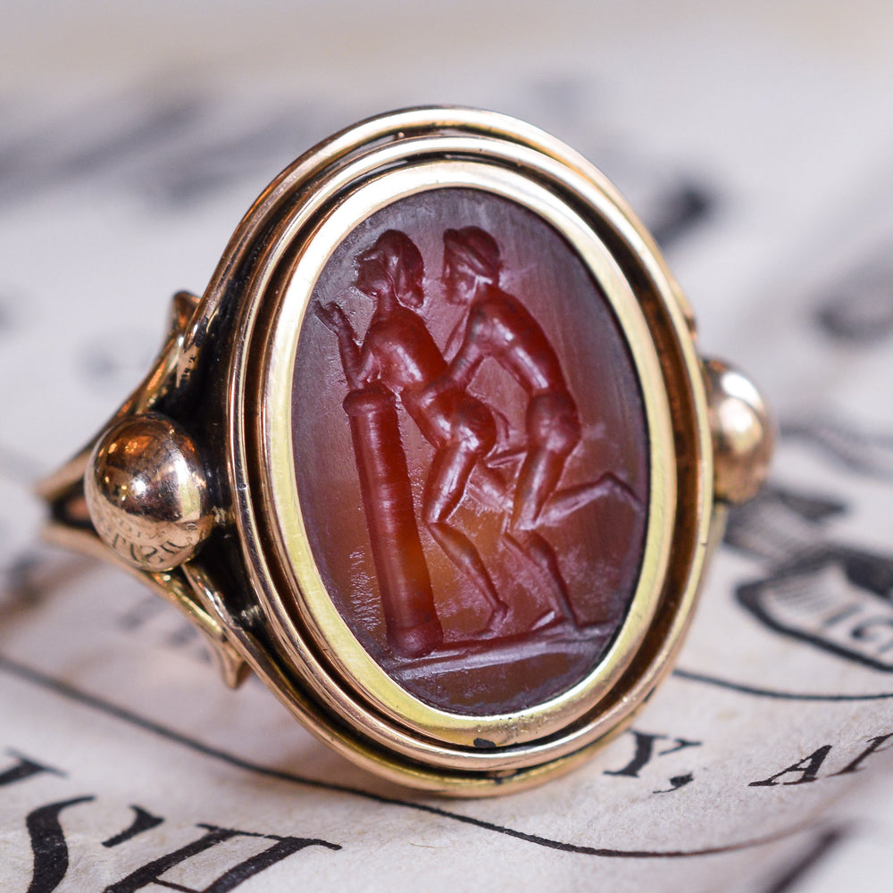 Victorian Erotic Intaglio Swivel Ring