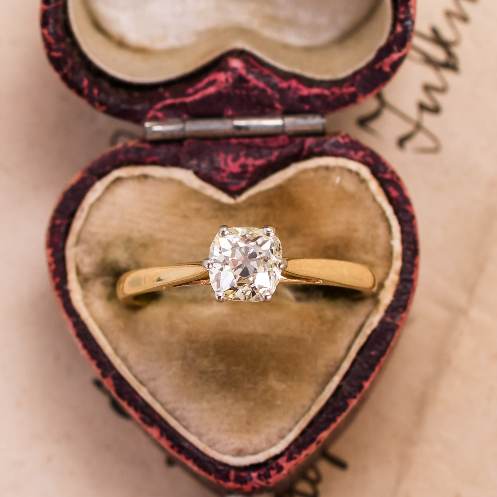 Victorian .50ct Cushion Cut Diamond Solitaire Ring