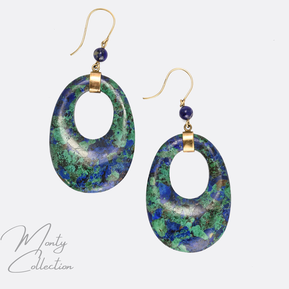 Art Deco Chrysocolla Earrings