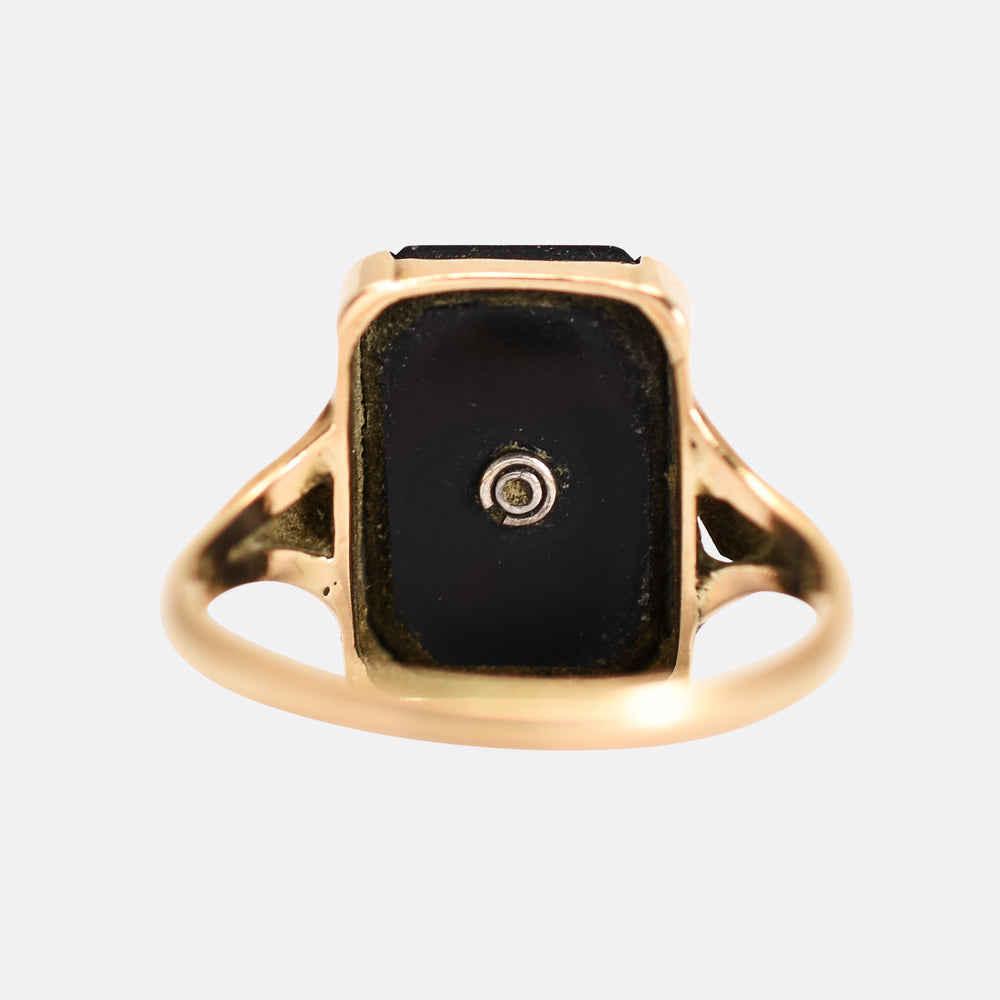 Art Deco Diamond & Onyx Panel Ring