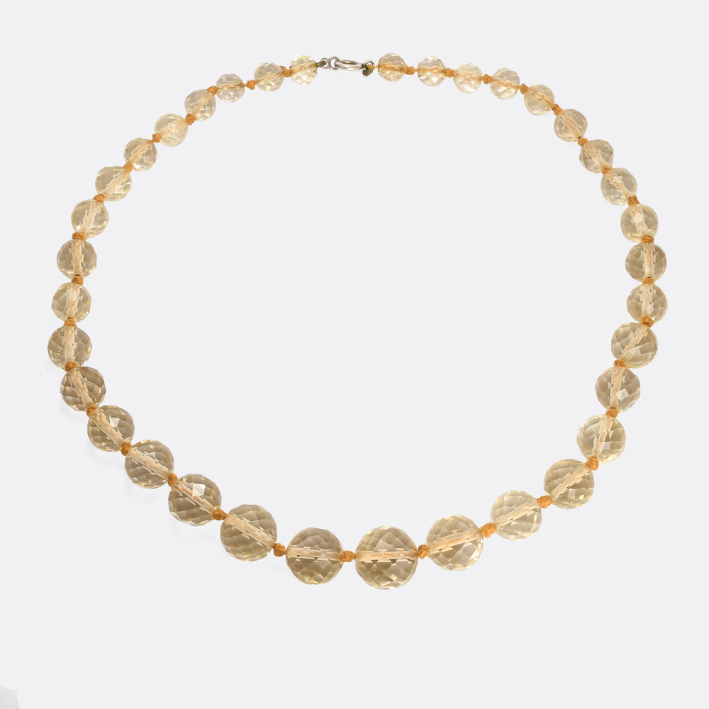 Art Deco Faceted Citrine Bead Necklace