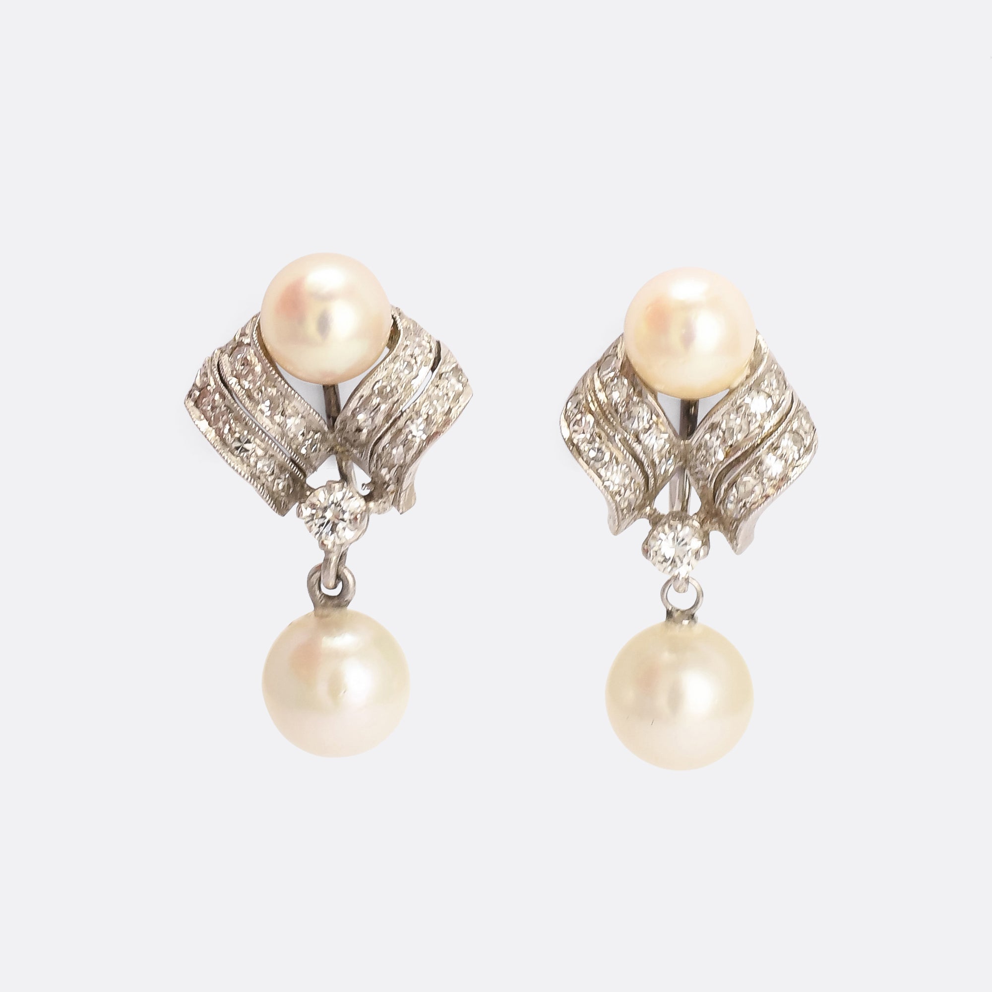 Cultured Pearl and Cross Earrings screw back earrings for girls