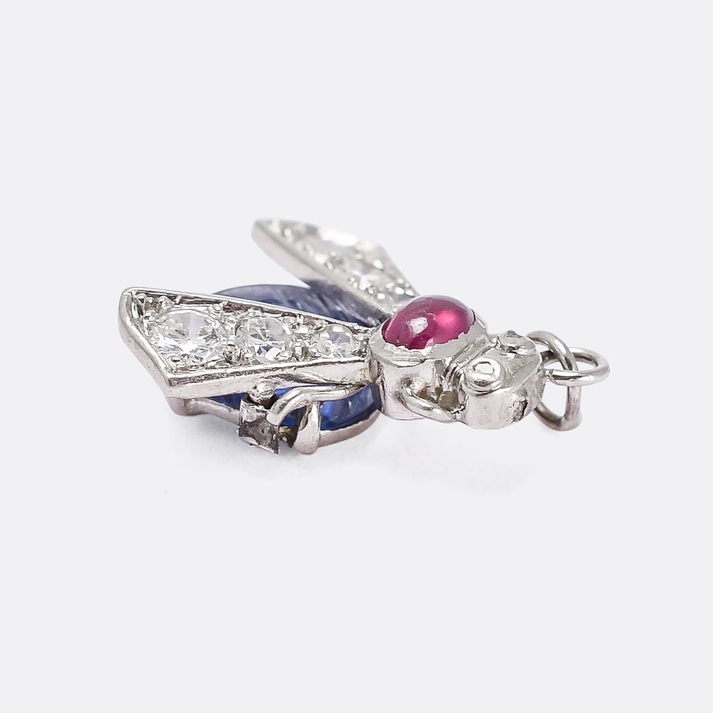 Art Deco Platinum Gemset Bug Charm