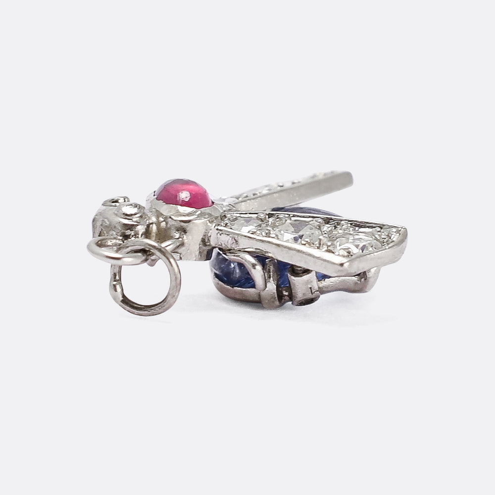 Art Deco Platinum Gemset Bug Charm