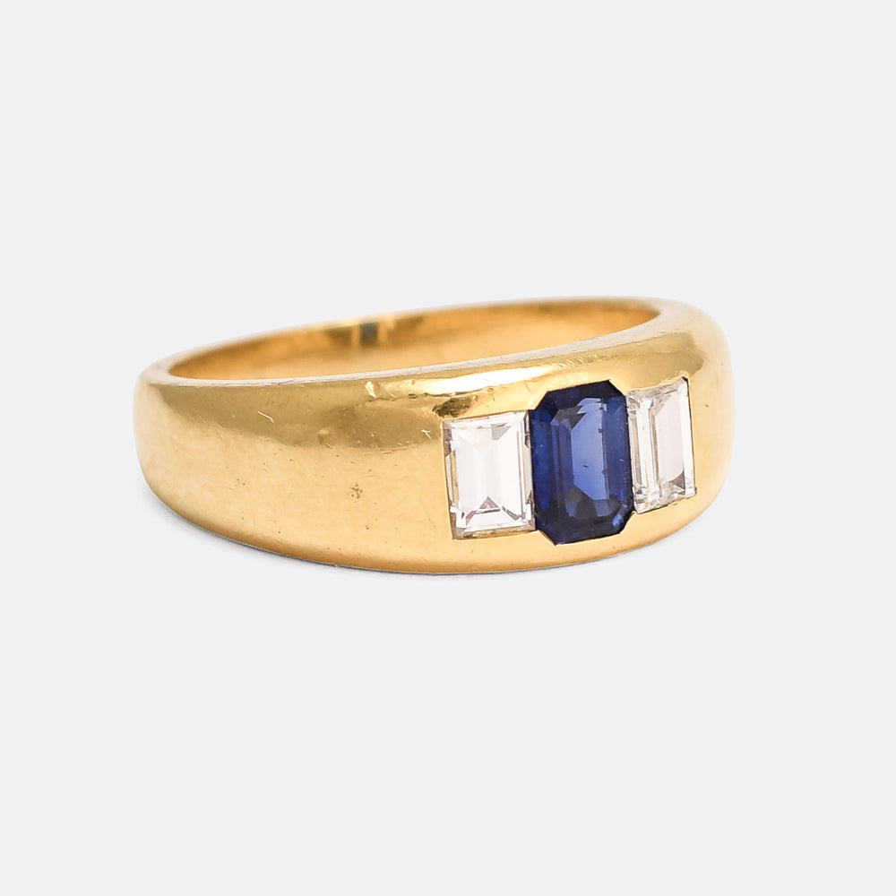 Art Deco Sapphire & Diamond Three-Stone Ring