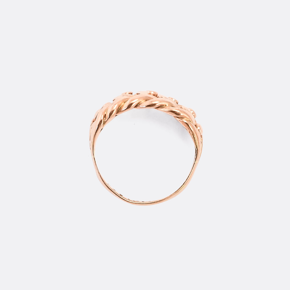 Edwardian Braided Rose Gold Keeper Ring