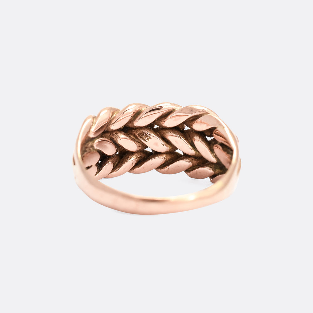 Edwardian Braided Rose Gold Keeper Ring