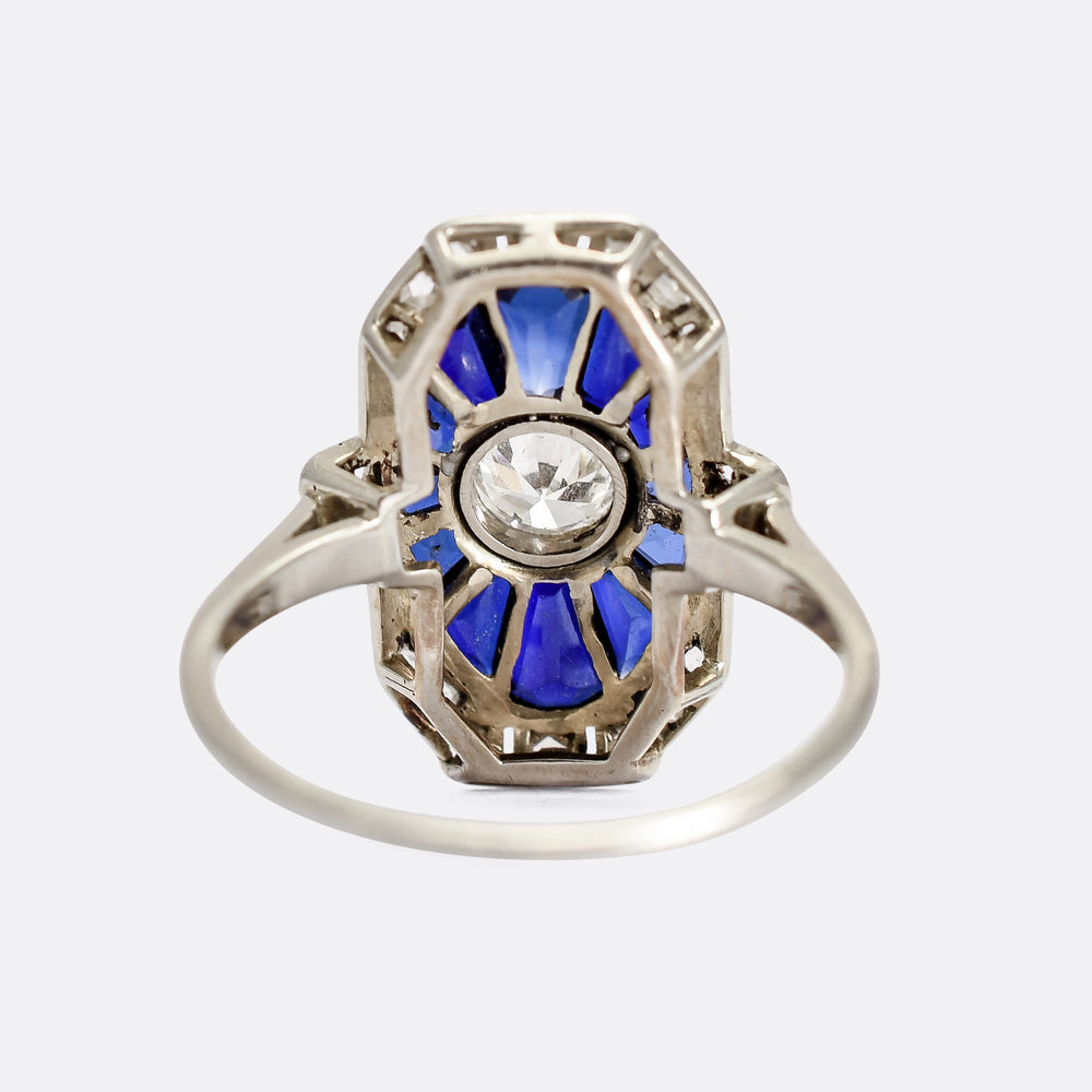 Edwardian Diamond & Sapphire Cluster Ring