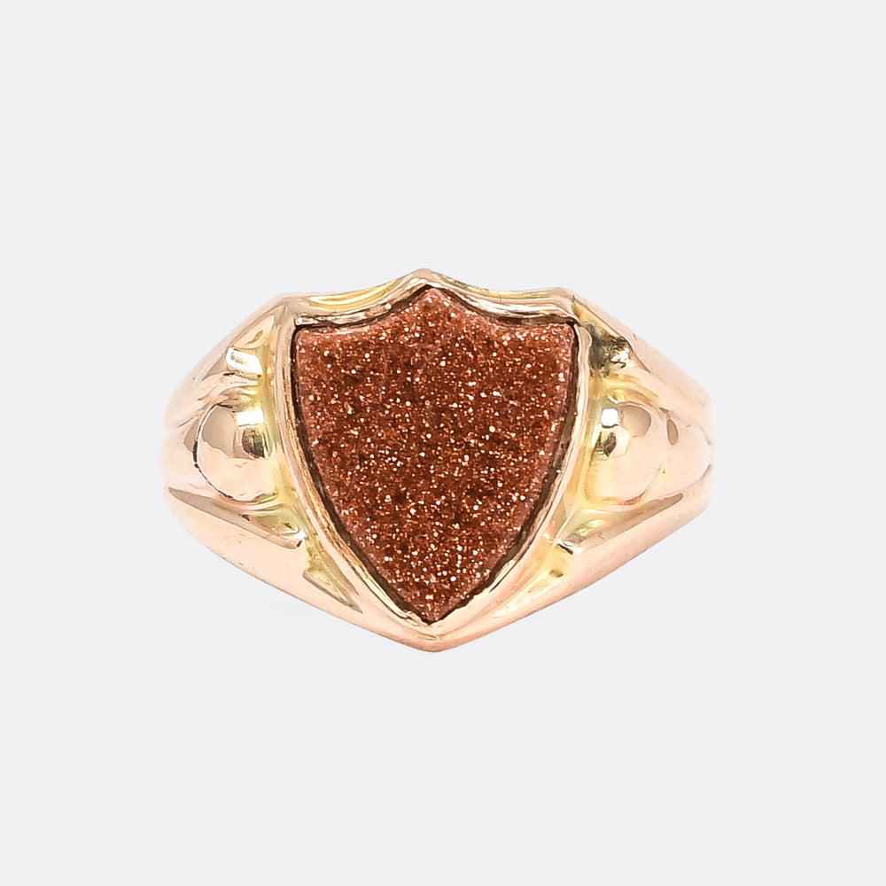 Edwardian Goldstone Shield Signet Ring