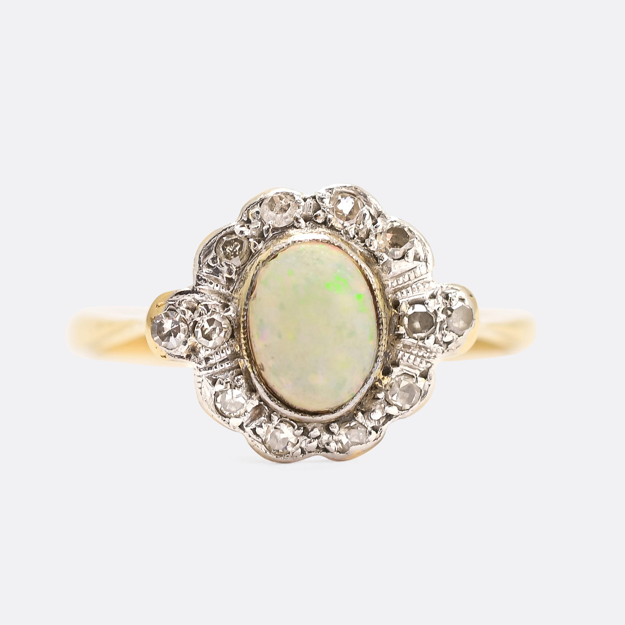 Vintage Gold Opal Cabochon Peridot Halo Ring – Boylerpf