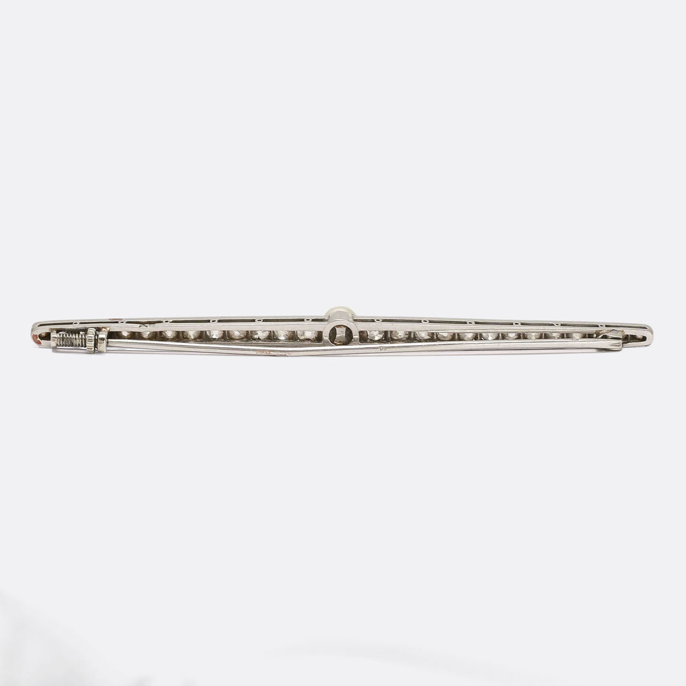 Edwardian Pearl & Diamond Bar Brooch