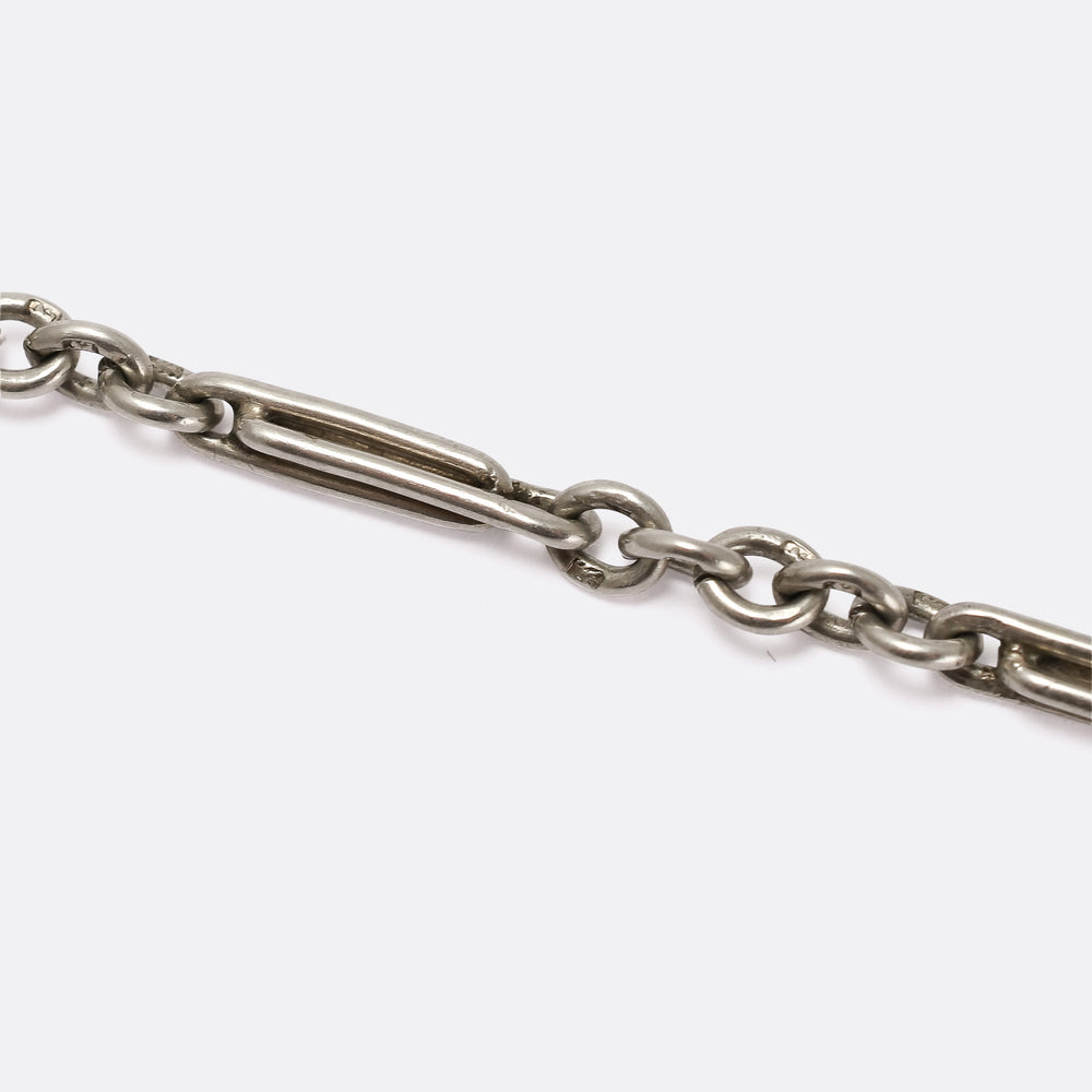 Edwardian Silver Trombone Link Bracelet