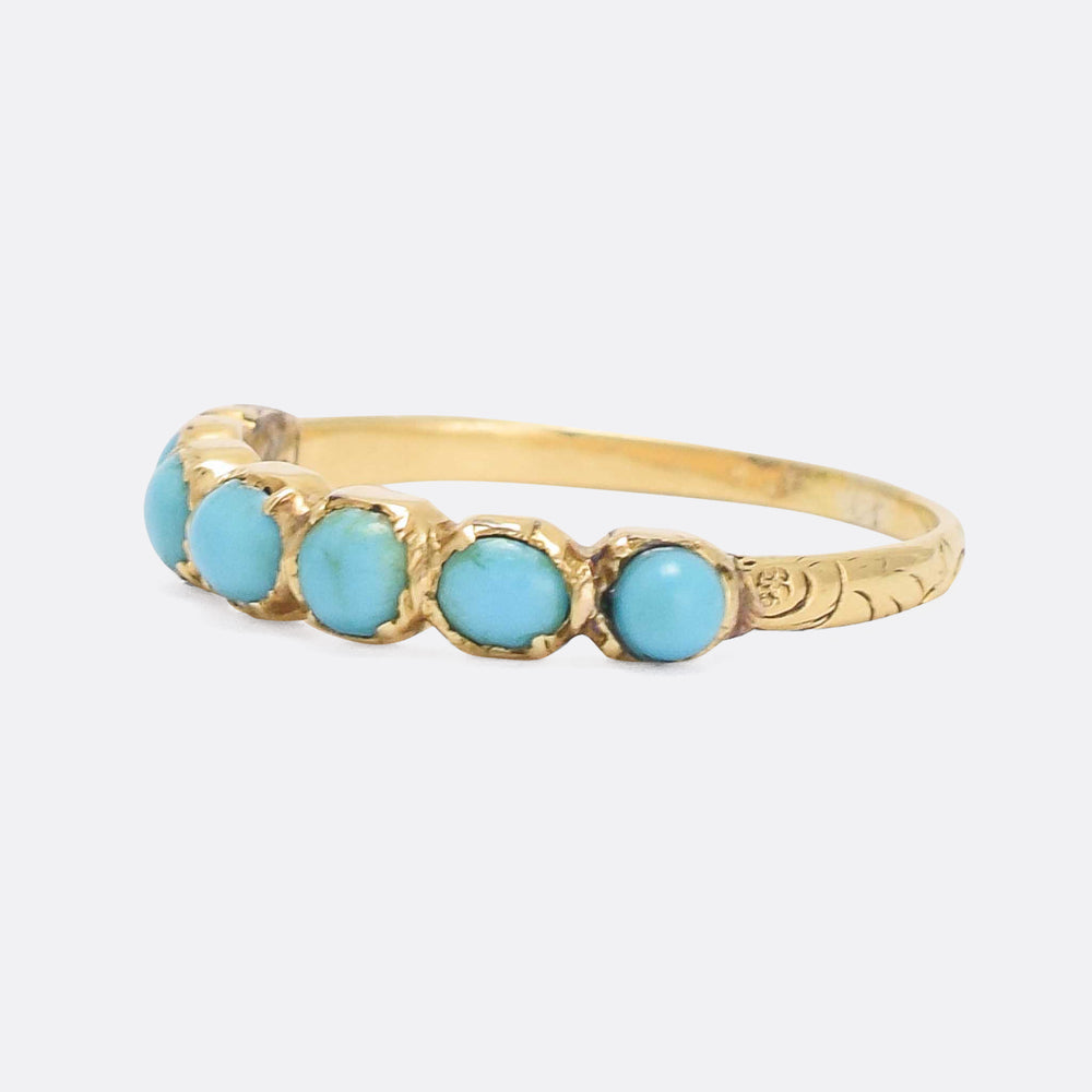 Georgian Turquoise Half-Hoop Eternity Ring