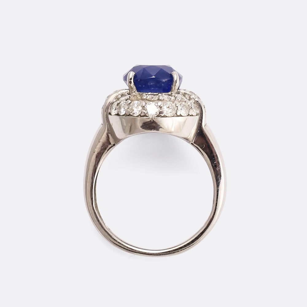 Mid-Century Cornflower Ceylon Sapphire Cluster Ring