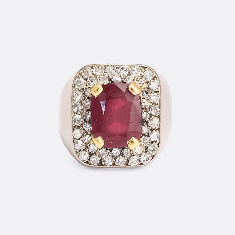 Mid-Century Ruby & Diamond Pinky Ring