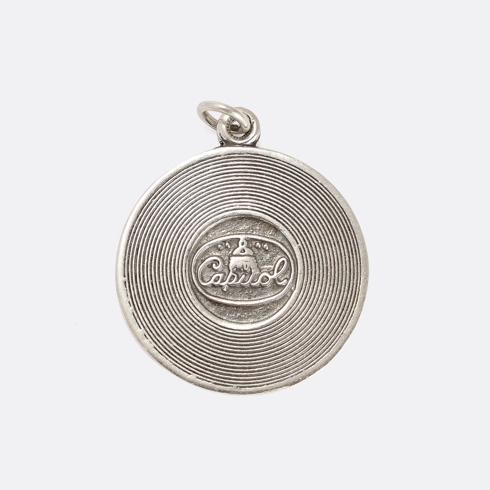 Mid-Century Sterling Silver Record Pendant