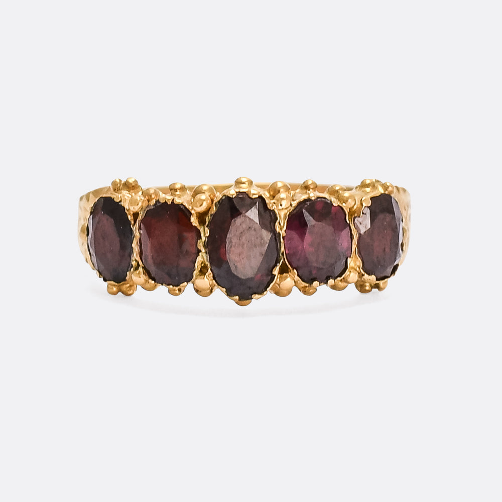 Mid-Victorian Garnet 5-Stone Ring