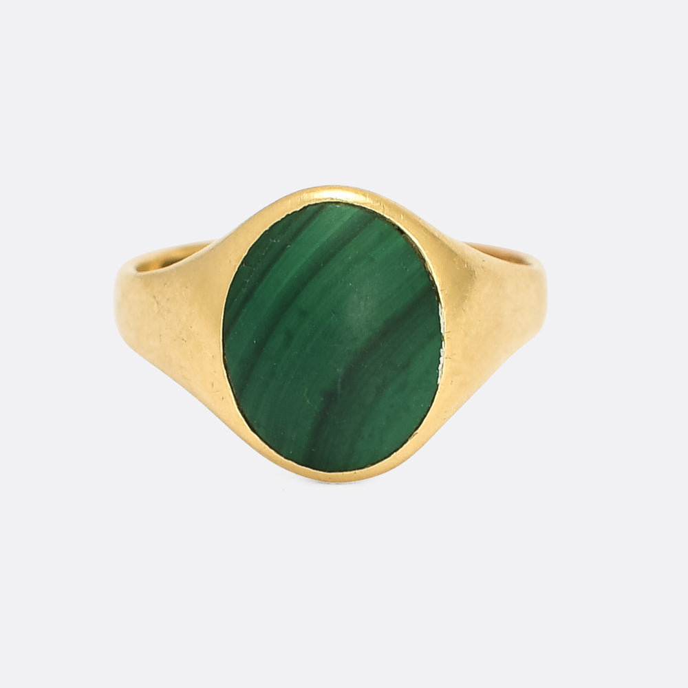 Mid-Victorian Malachite Signet Ring Charles Green & Son